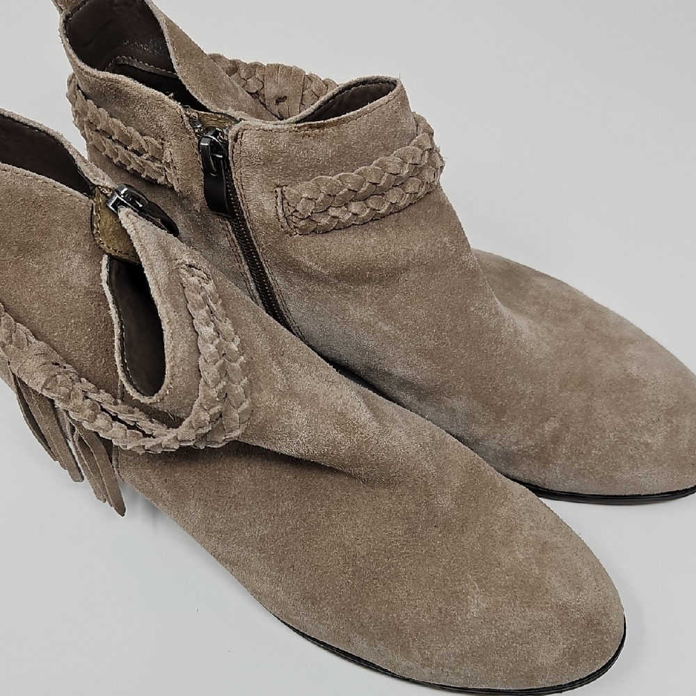 Michael By Michael Shannon Valory Braided Suede Zipper Ankle Boots Womens 11